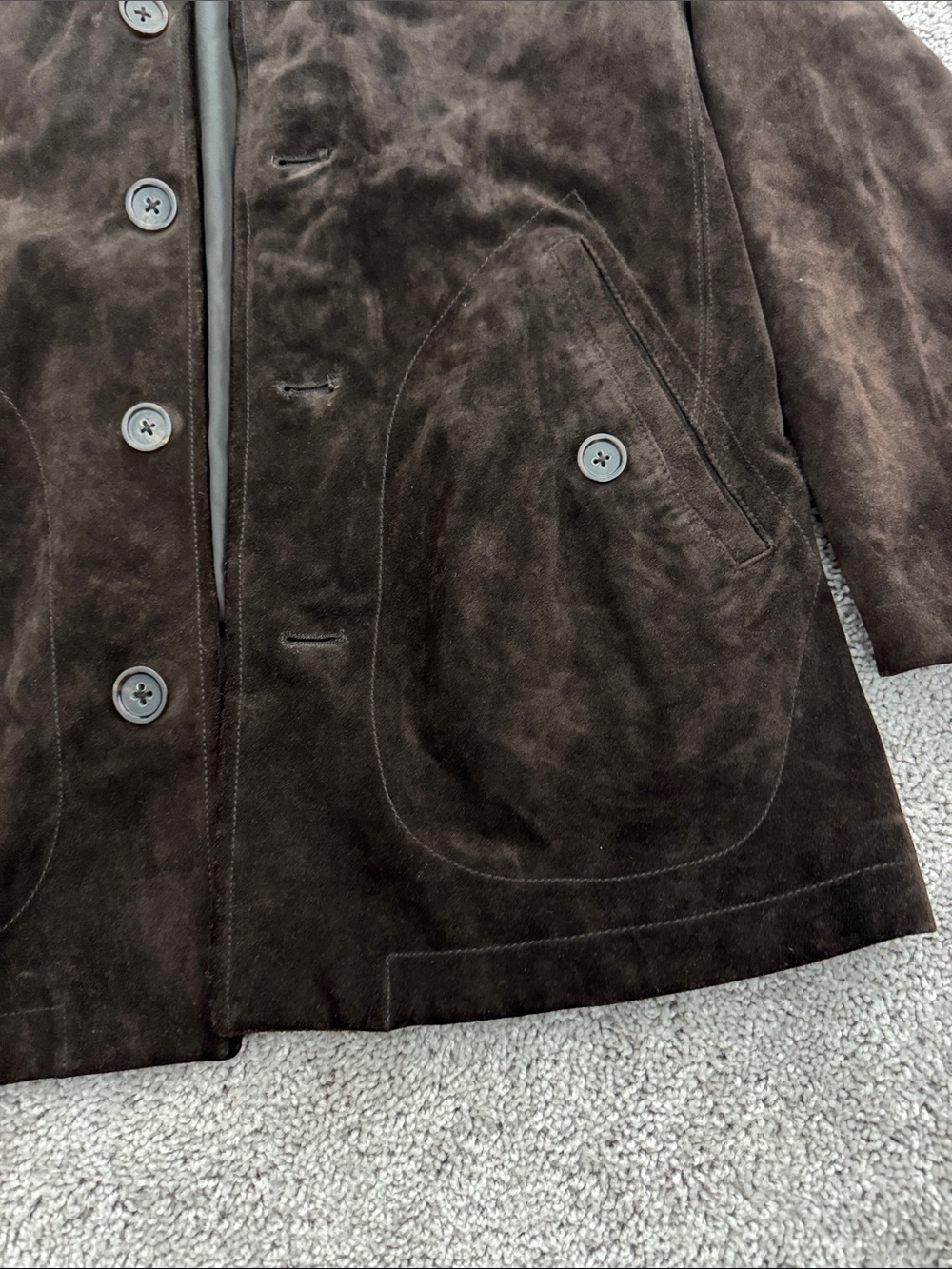 Banana Republic Chocolate Brown Suede Button-Front Barn Jacket - Picture 3 of 11